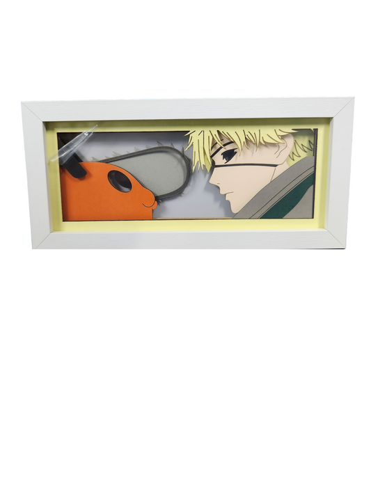 Denji and pochita Shadowbox light
