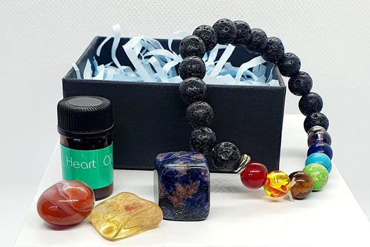Chakra stones and Lava Bracelet Combo Gift Set