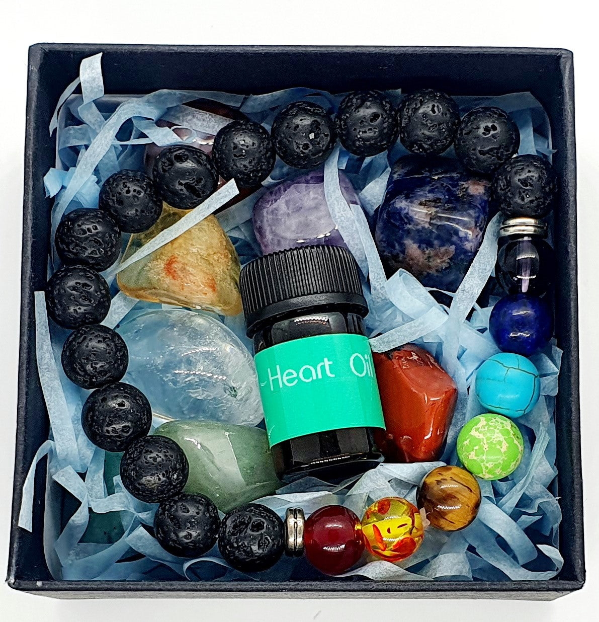 Chakra stones and Lava Bracelet Combo Gift Set